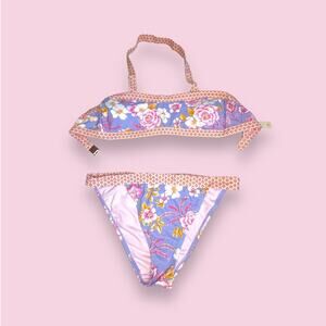 Nanette Lepore NWT Two Piece Pastel Pink Purple Swimsuit Bikini Size 10
